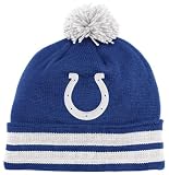 Baltimore Colts Blue Mitchell & Ness Throwbacks Jersey Stripe Cuffed Pom Knit Hat