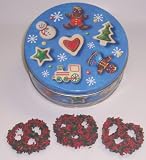 Scott's Cakes 1 lb. Milk Chocolate Covered Pretzel with Christmas Jimmies & Chocolate Chips in a Christmas Cookie Tin