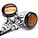 Atpmtas Skull Lens Black Motorcycle Turn Signals Amber Bulb Indicators Blinkers Lights Fit for Harley Davidson-Chrome