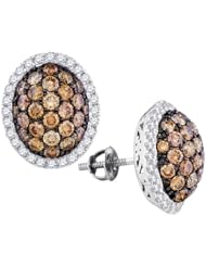 2.31CT-DIA BROWN DIAMOND FLOWER EARRING