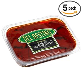 Del Destino Italian Style Grilled Piquillo Peppers in Oil, 13.75-Ounce Trays (Pack of 5) by Del Destino