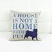 Luxbon - Machine Washable Cotton Linen Sofa Couch Chair Throw Pillowcase Cushion Cover Decorative Insert Not Included - Navy Blue Dog 