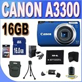 Canon Powershot A3300 16 MP Digital Camera with 5x Optical Zoom (Blue) + 16GB Accessory Kit