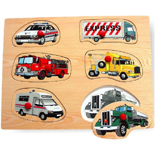 Childrens Toyshop  Toys : Vehicles Raised Wooden Puzzle with Pegs