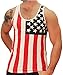 Our Precious Mens American Flag Print Wave Tank Top Vest Tee Shirt