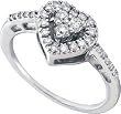 14k. White Gold Diamond Heart Promise Ring 1/3 Ctw " Size 7 "