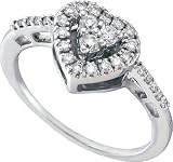 14k. White Gold Diamond Heart Promise Ring 1/3 Ctw  Size 7 