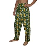 Mens MLB Oakland Athletics Cotton Thermal Sleepwear / Pajama Pants - Green & Yellow (Size: L)