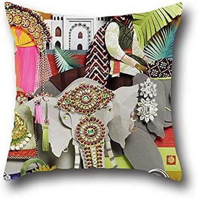Gissy Studio Art Elephant Indian Sofa Car Size Pillow Case ( 20*30 )