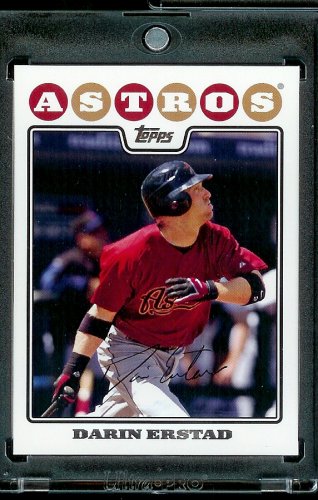 2008 Topps # 656 Darin Erstad - Houston Astros - MLB Baseball Trading Card in a Protective Screw Down Display Case