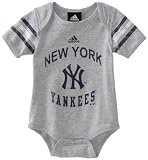 MLB Infant New York Yankees S/S Foldover Neck Creeper (Heather Grey, 18mos)