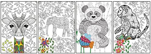 Joy of Coloring Artistic Animals Coloring Posters (4 Set), 11" x 17"
