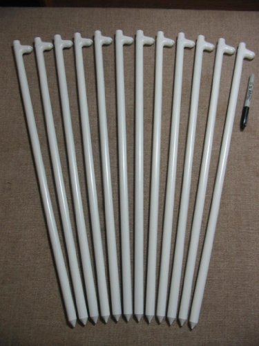 A 12 Pack of White Wedding Tent or Party Tent Stakes (24