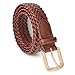 Toneka 796-DK-COGNAC - Men's Casual Nautical Woven Chili Reddish Brown Full grain Braided Leather Belt