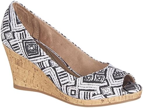 LifeStride Womens Radius Printed Wedge Sandals 7.5 Black/white
