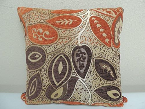 Ukeen 1Pair , 2 PCS Cheninne Euphoria Flocking Leaf Pattern Decorative Pillow Cover , Cushion Case , 18''x18''(orange)