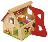 Eichhorn 100002098 - Holz Steckhaus, 15-teilig, 18x17,5x18cm, mit 12 Steck-Bausteinen -