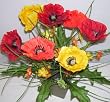 17" Poppy Flower Arrangement (Bright Colors)