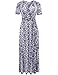 Aphratti Women Short Sleeve V Neck Faux Wrap Casual Floral Long Beach Maxi Dress