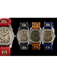 Youyoupifa Ladies Gear Round Face Alloy Dial Brown Leather Strap Quartz Wrist Watch