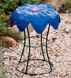 Weather-Resistant Powder-Coated Metal Flower Garden Stools, in Bluebell