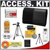 Sony CyberShot LCS-TWF Black Leather Carrying Case + NP-BG1 Battery + Accessory Kit for DSC-T100, DSC-W120, DSC-W130, DSC-W200, DSC-W300 DSC-W55, DSC-W80, DSC-W90, DSC-T20 Digital Cameras