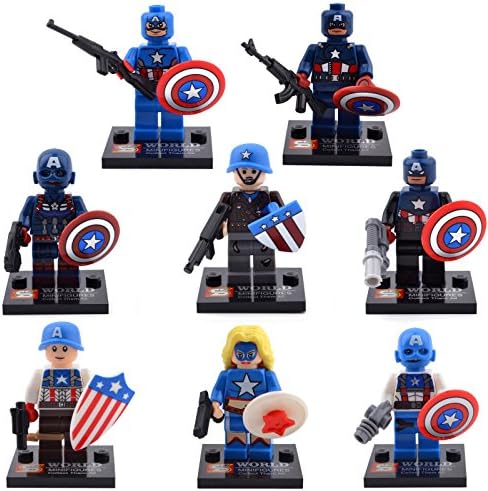 Super Heroes Captain America Set of 8 with Different Characters (100% Compatible with the Lego Brand)