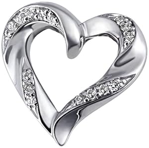 Goldmaid Damen-Anhänger 9 Karat 375 Weißgold Herz Hochglanz 15 Diamanten SI/H 0,08 ct. He A6335WG