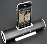 BLACK iSPEAKER - IPOD PORTABLE SPEAKER and DOCKING STATION FOR IPHONE IPHONE 3G IPHONE 3GS IPHONE 4, IPOD CLASSIC 1ST 2ND 3RD 4TH 5TH 6TH GEN, TOUCH 1ST 2ND 3RD 4TH GEN, NANO 1ST 2ND 3RD 4TH 5TH 6TH GEN, IPOD SHUFFLE 1ST 2ND 4TH GEN