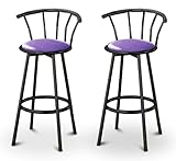 2 Glitter Lavender Vinyl Specialty / Custom Black Barstools with Backrest S ....