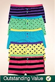 5 Pack Older Girls Pure Cotton Assorted Boxer Shorts