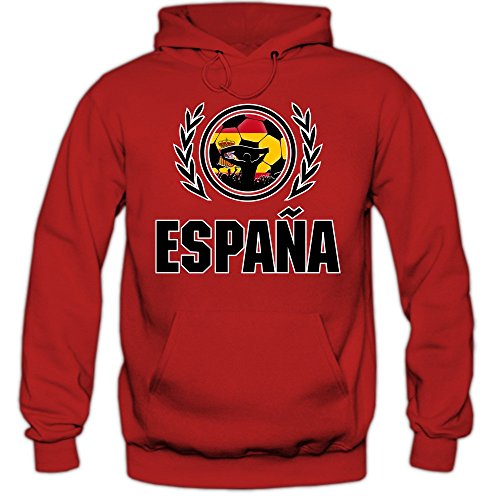 Spanien EM 2016 #2 Hoody | Fußball | Herren | La Furia Roja | Trikot | Nationalmannschaft, Farbe:Rot (Red F421);Größe:S