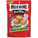 Milk-Bone Deli Bites Chewy Chicken Sandwiches Dog Treats, 5.6-Ounce Pouches (Pack of 10)