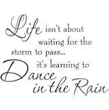 Life Isnt About Waiting for the Storm To Pass Its Learning To Dance In The Rain Vinyl Wall Decal Inspirational Quotes