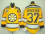 Patrice Bergeron #37 NHL Boston Bruins Yellow Hockey Jersey Sz56