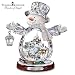 Thomas Kinkade Crystal Snowman Figurine Featuring Light-Up Village And Animated Train by The Bradford Editions