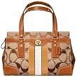 AUTHENTIC COACH HAMPTONS STRIPE LARGE CARRYALL 11072 (Camel)