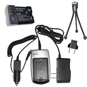 HQRP {COMBO} for Olympus Evolt E-520, Evolt E-500, Evolt E-510, E500, E510, E520 Digital Camera- Replacement Battery + Charger (incl. Wall USA / Euro Plug & Car Adapter) plus HQRP Black Mini Tripod