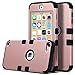 iPod Touch 6 Case,iPod Touch 5 Case,ULAK [Colorful Series] Anti-slip Cover 3 in 1 Hard PC+Soft Silicone Hybrid Dust Scratch Shock Resistance for iPod touch 5 6th Gen (Rose gold+Black)