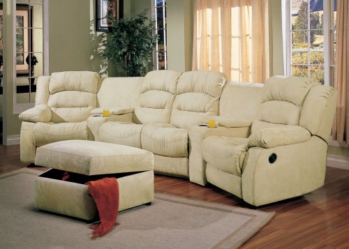 Microfiber Sectional Sofa Set - 6 Piece in Beige Microfiber - Coaster