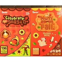 2 BOOKS of - AUTUMN - Fall - Mini STICKERS (796 total stickers) Thanksgiving - Halloween Kid's ACTIVITY Craft Party FAVORS -Scrapbooking PARTY PROJECT by Darice
