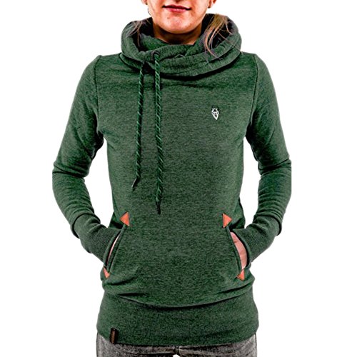 Tzou Women's Cotton High Collar Long Sleeve Fleece Hoodied Sweatshirt