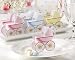 1 Set of 12 Blue Classic Pram Favor Boxes with Unique Expandable Bonnets
