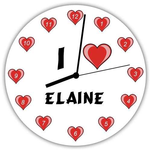 Hardboard Wall Clock With I Love Elaine Picture