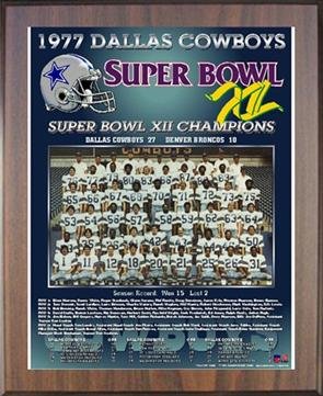 Walnut 13x16 1977 Dallas Cowboys Super Bowl Championship Team Photo Plaque