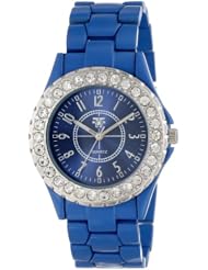 Fancy Face Womens FF261-BL Blue Stone Bezel Metal Bracelet Watch