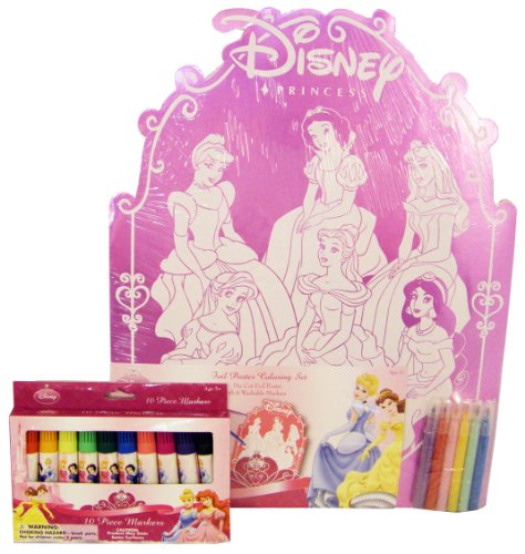 Disney Princess Marker and Holographic Coloring Poster Set