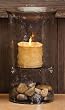 15" Glass Cyclinder Candle Holder with Antique Brown Plate