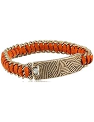 The SAK Woven Batik Stone Peg Orange Identification Bracelet, 7.5"