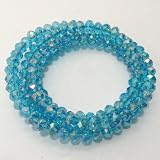 Rhinestone Beaded Coil Wrap Bracelets Blue /FC-B2007